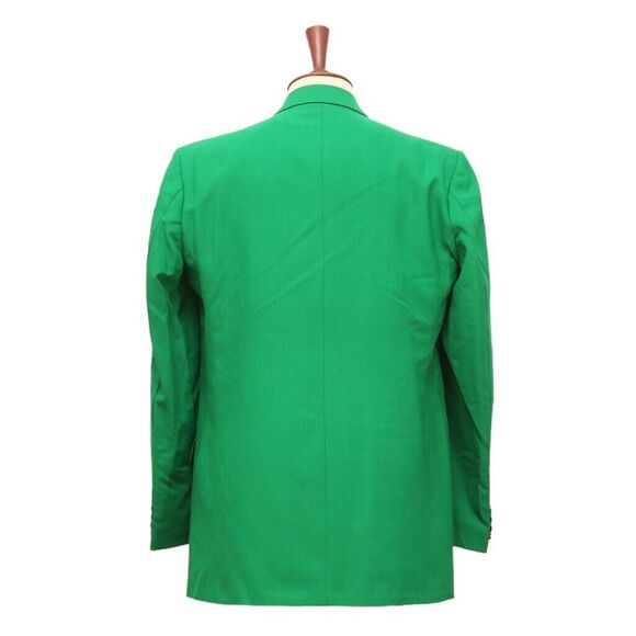 Mens Blazer Green Wool Black Velvet Formal Tuxedo Jacket Wedding Sport Coat 44R - Picture 2 of 8